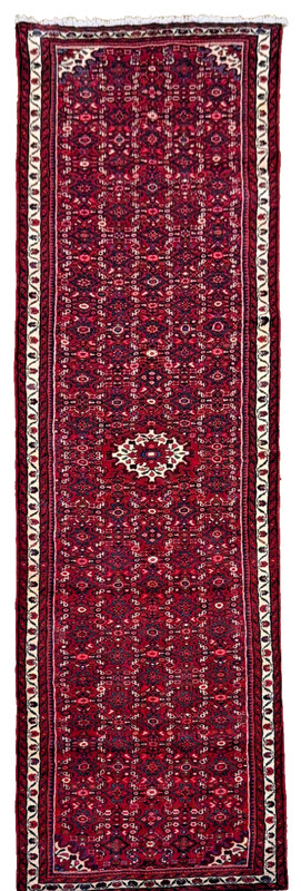 3x14 Hand Knotted Wool Runner Rug Hamedan Tribal Oriental Hallway Carpet Red gallery