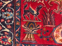 5×7 ANTIQUE ORIENTAL RUG wool navy blue old real vintage HAND-KNOTTED 5×8 4×6 ft