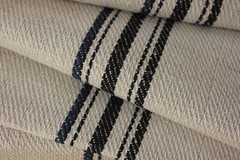Organic Vintage STAIR RUNNER HEMP fabric per ONE YARD BLUE BLACK 1yd grain sack