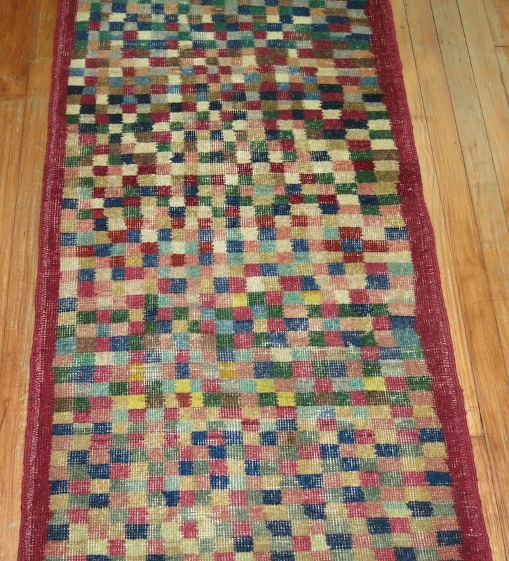 Vintage Decorative Turkish Art Deco Rug Size 2'3''X15'6'' gallery