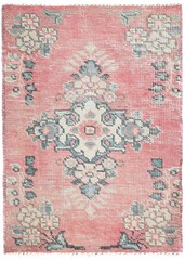 Semi-Antique Distressed Oriental Rug 1’6X2’1 ft Muted Red Floral Design Carpet
