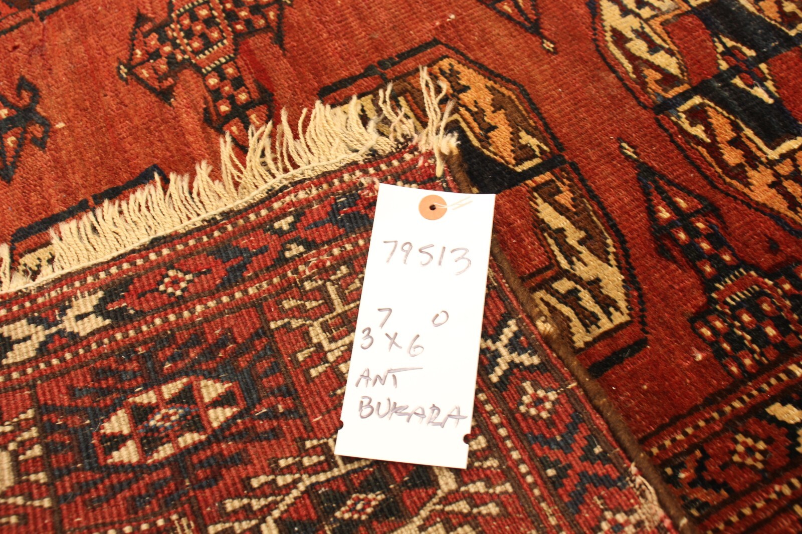Antique Bukara | 3'7" x 6'0" Hand-Knotted Wool Area Rug | Great Condition | Red gallery