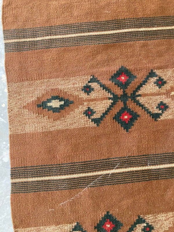 Vintage Handmade Mexican Zapotec Traditional Wool Kilim Runner Rug 130x52 cm gallery