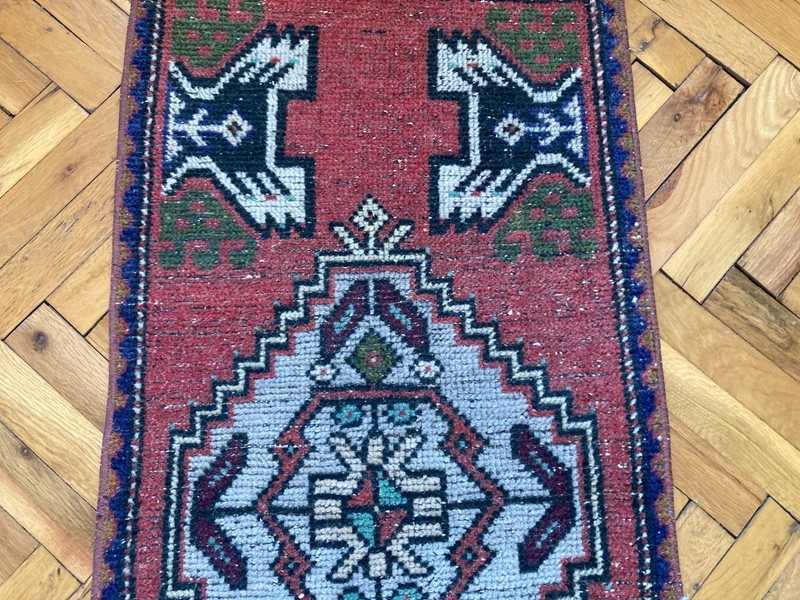 Turkish runner rug, Red rug, Hallway rug, Vintage rug, Kitchen rug, 1.6 x 6.5 ft gallery