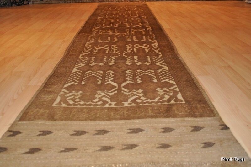 _HALL_RUNNER_13 FT. HANDMADE VEGETABLE DYE KILIM RUG tan khaki Brown *Kazak* gallery