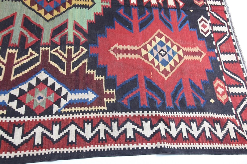 Antique Colorful Handwoven Caucasian Kuba Shirvan Kilim Rug - 6' 1'' X 10' 7'' gallery