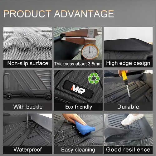 Odorless TPE Floor Mat For Tesla Model 3 2023-2025 6 PCS Waterproof Duty-Proof F gallery