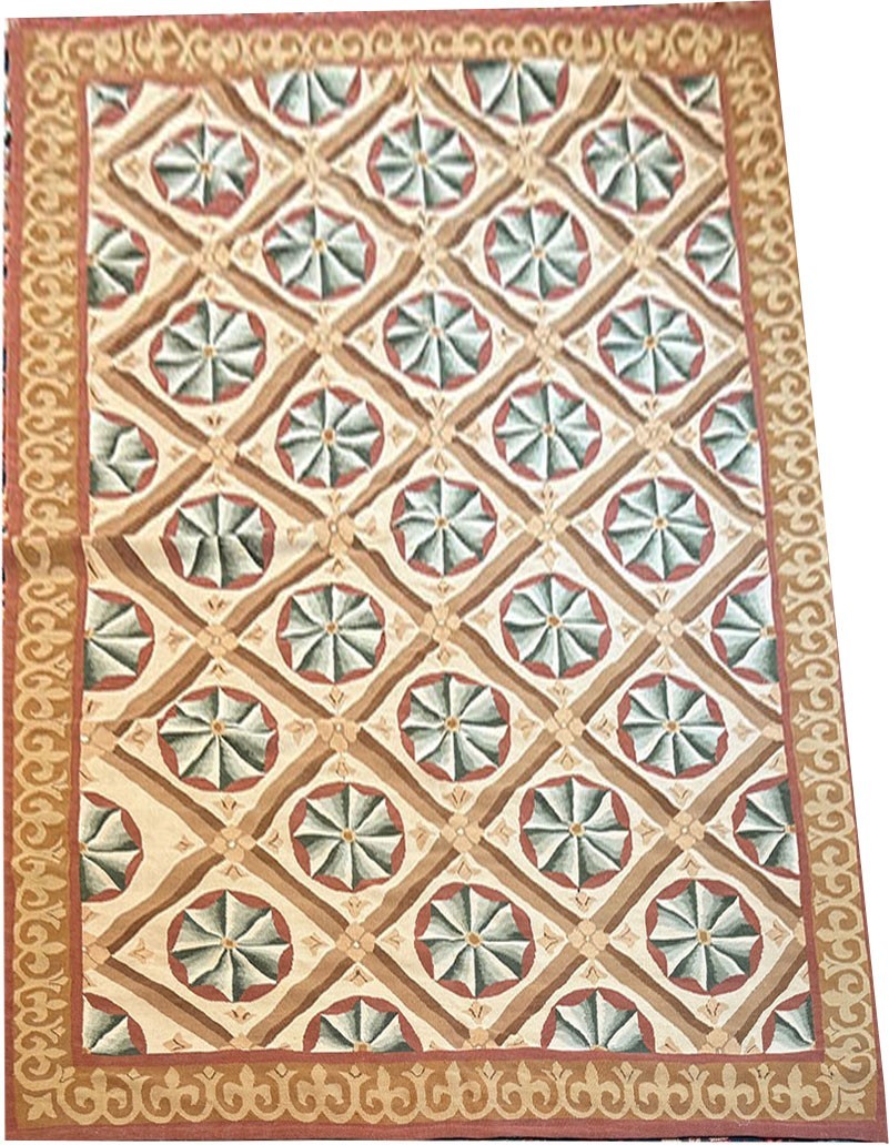 An Antique Panel Design/Geometric French Aubusson Rug gallery