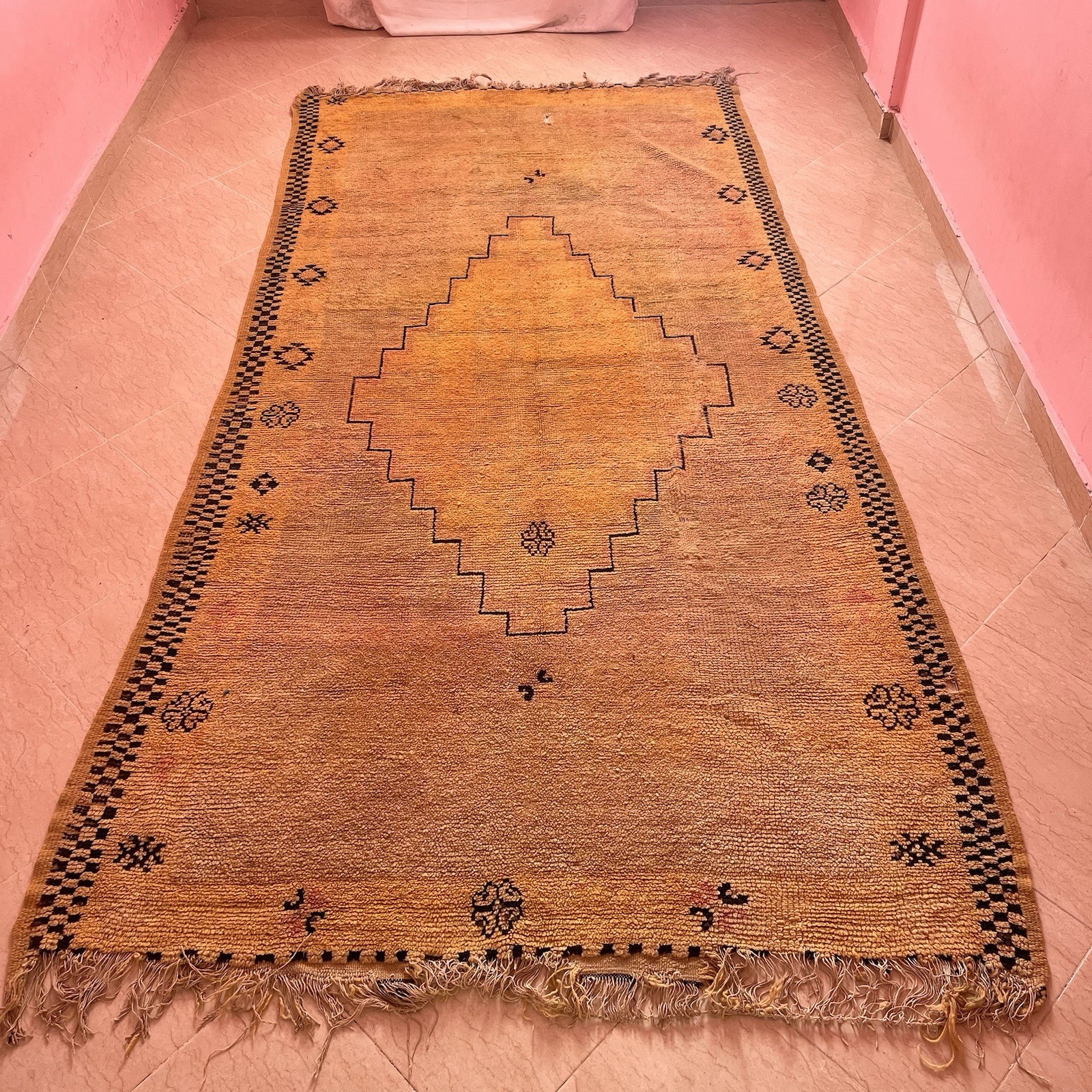 Vintage Rug 100% Natural Wool Handmade Rug From Morocco Minimalistic Berber Rug gallery