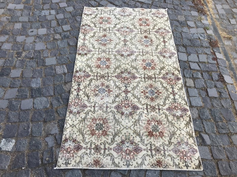 Bohemian Area Rug Handmade Wool Rug Turkish Vintage Traditional Rug Home Decor gallery
