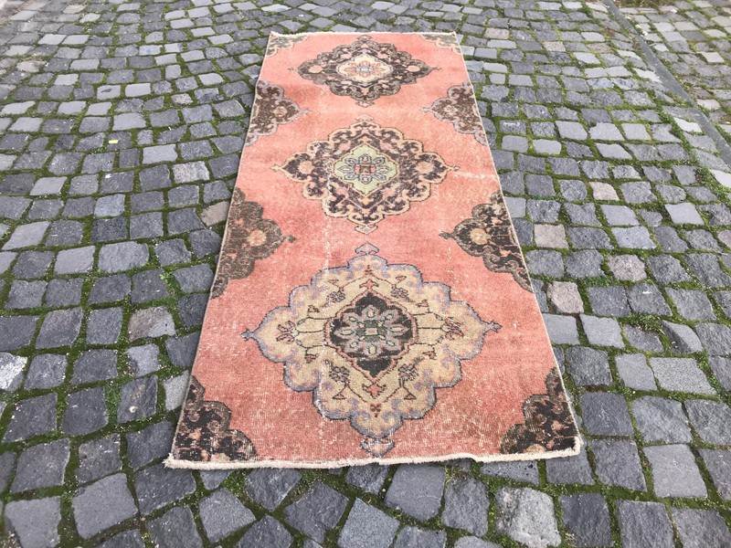 Turkish Vintage Rug Handmade Wool Rug Bohemian Runner Rug 2,7 x 6,7 ft gallery