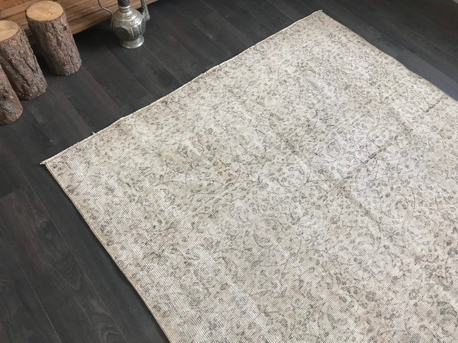 5.5x8.5 Large Beige Vintage Turkish Oushak Rug gallery