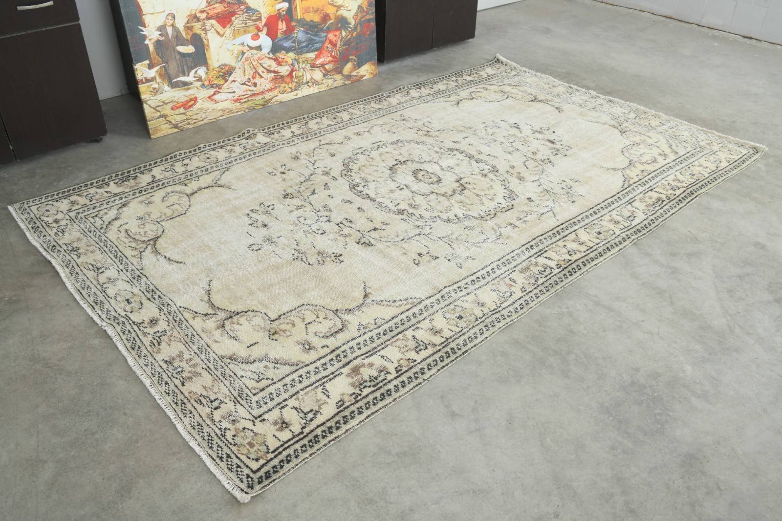 5x9 Turkish Area Rug Hand-Knotted Vintage Oushak Wool Rug Faded Boho Carpet,745 gallery