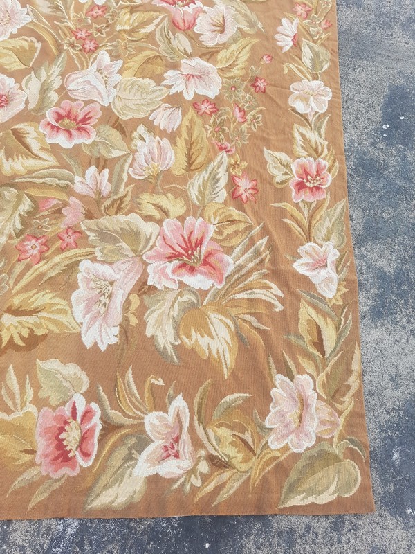 Vintage French Floral Needlepoint Handmade Multicolor Rug Wool Carpet 257x162 cm gallery