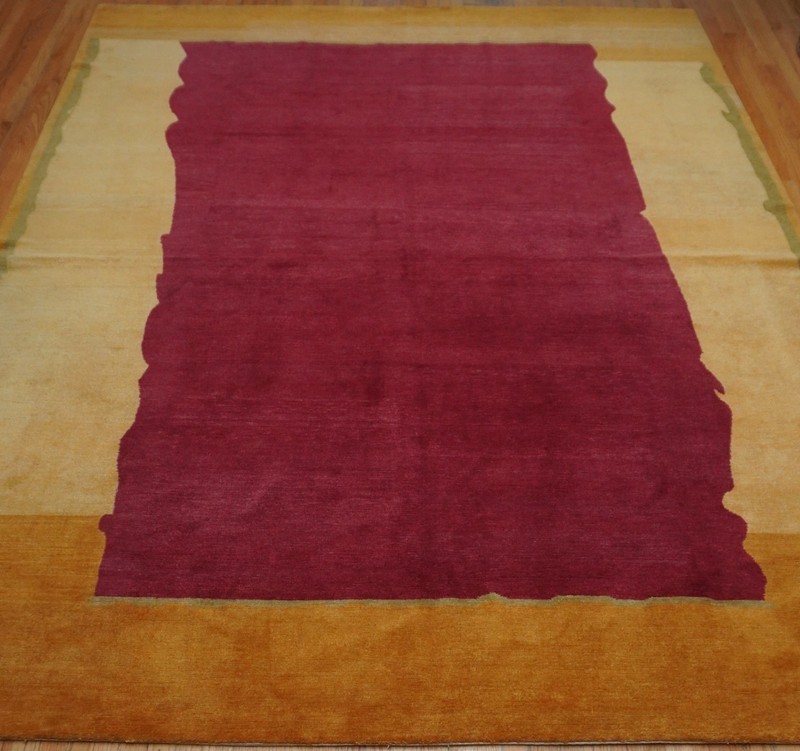 Hand Knotted Wool Rug in Red & Gold By Odegard Rare Oriental Tibetan Rug 9'x12' gallery