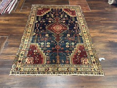 S.Antique Hand Knotted Vintage Village Tribal Geometric Area Rug 4’2”x6’4”,3019