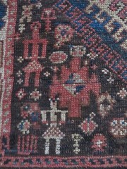 ANTIQUE AZERI TRIBAL LONG RUG. 284CM X 122CM.