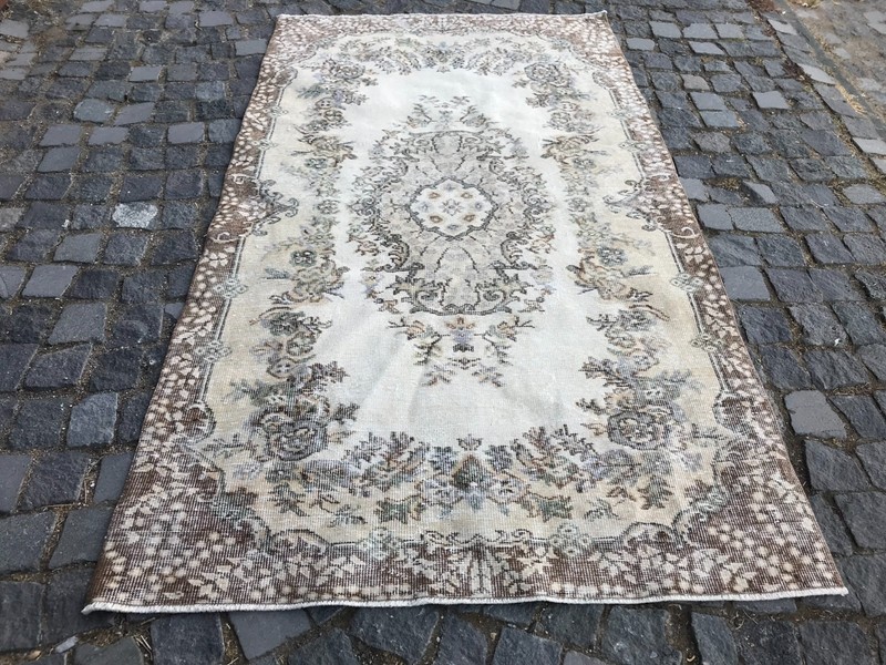 Bohemian Area Rug Handmade Wool Rug Turkish Vintage Traditional Rug 3,9 x 6,9 ft gallery
