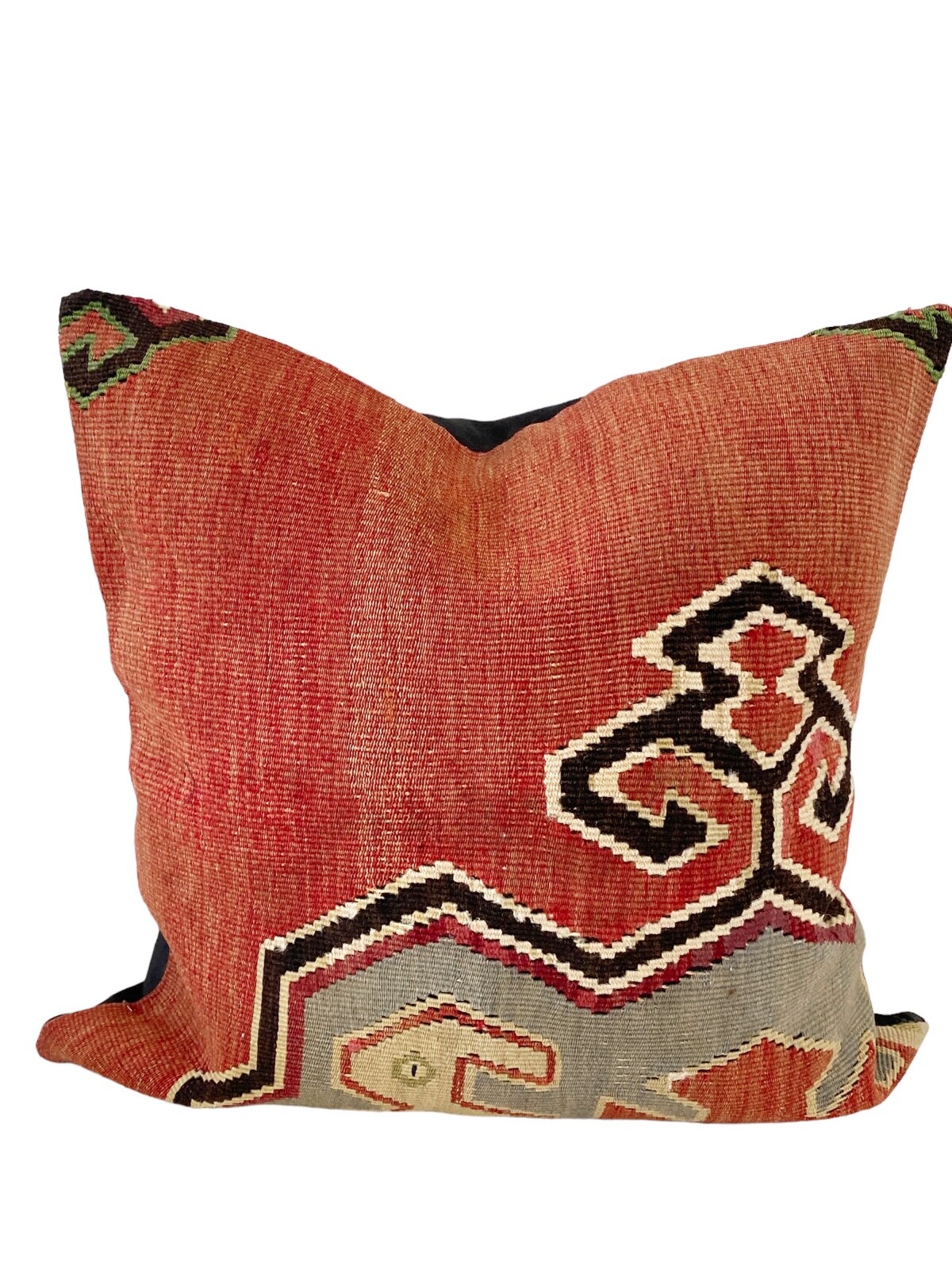 # 5604 Superb Custom Made Old Turkish Tribal Kilim Pillow Cover 20" by 20" gallery
