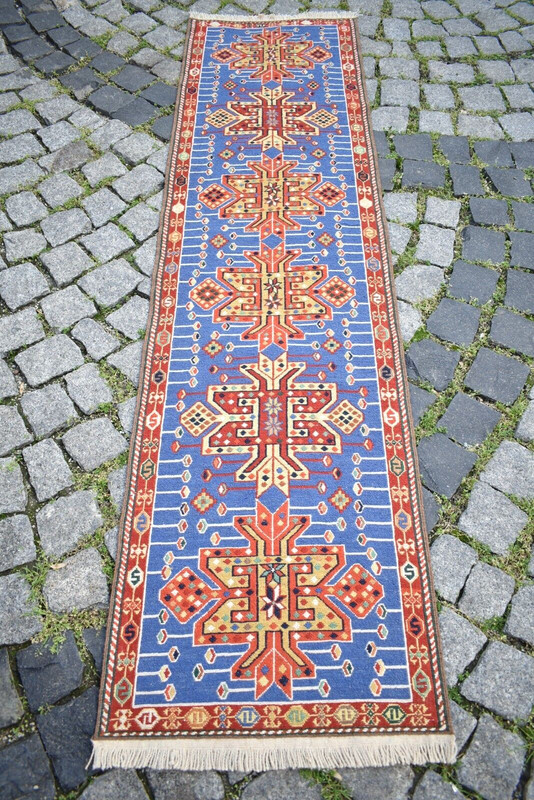 Caucasian Soumak Rug 20'' x 77'' Rahrah Runner Rug Organic Wool Kitchen Wool Rug gallery