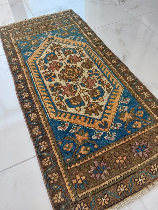 Geometric Flower Bed Rug Antique Handmade Art Rug Home-Office Decor Rug gallery