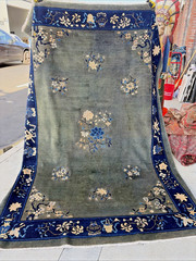 Auth: Antique Art Deco Chinese Rug Plush Green Wool Beauty 6×9