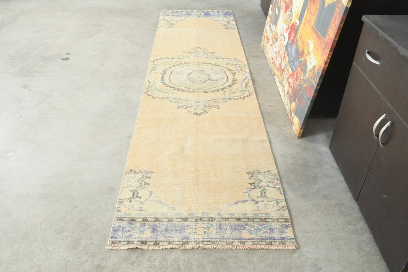 2x9 Turkish Hallway Rug Hand-Knotted Vintage Wool Runner Rug Oushak Carpet,127 gallery