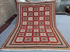 6’4 x 8 ft Vintage Afghan Handwoven Sumak Kilim Rug Geometric Tribal Carpet