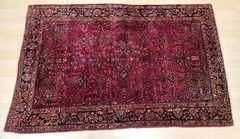Antique Sarouk Mahajeran Rug 80″ L X 50″ W Hand Knotted Gorgeous Clean EUC