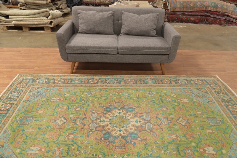Light Green Over-Dyed Wool Handmade Traditional Living Room Area Rug 7x9 Carpet gallery