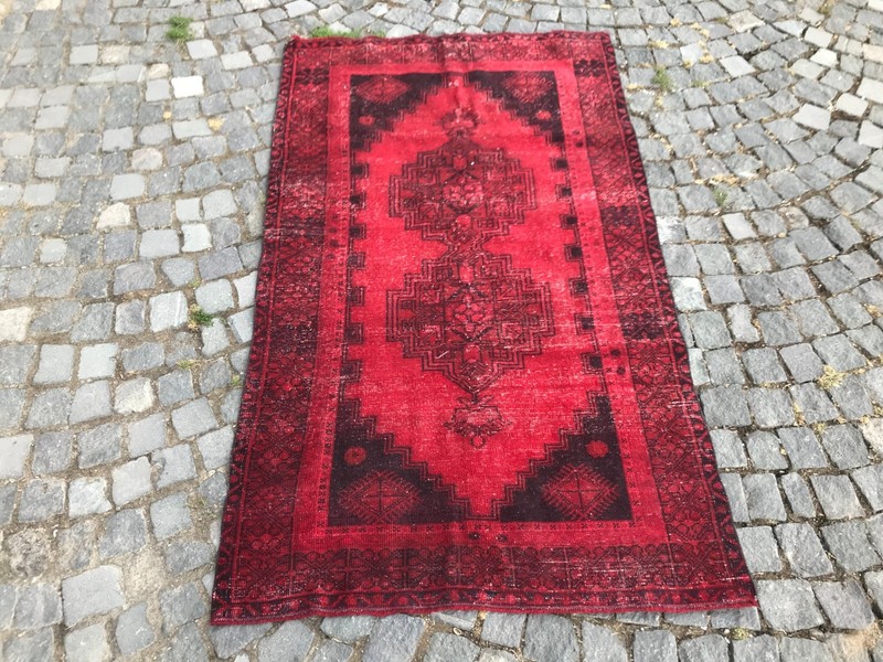 Bohemian Area Rug Handmade Wool Rug Turkish Vintage Traditional Rug 3,8 x 6,6 ft gallery