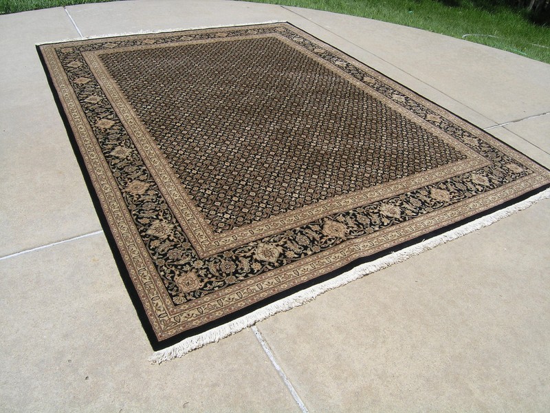 Vintage Hand Knotted Wool Silk Inlay Herati Fish Design Oriental Rug 7"8" x 10' gallery