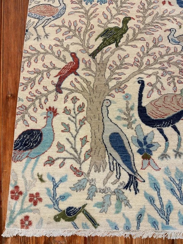 Fine Bird Of Paradise Pictorial Carpet Handmade Oriental Wool Area Rug 5'3 x 7'4 gallery