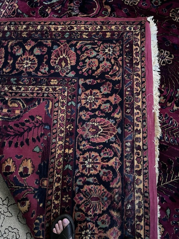 Antique Area Wool Rug Middle Eastern ￼1930’s As Is 8.5 Ft X 12 Ft Burgundy gallery
