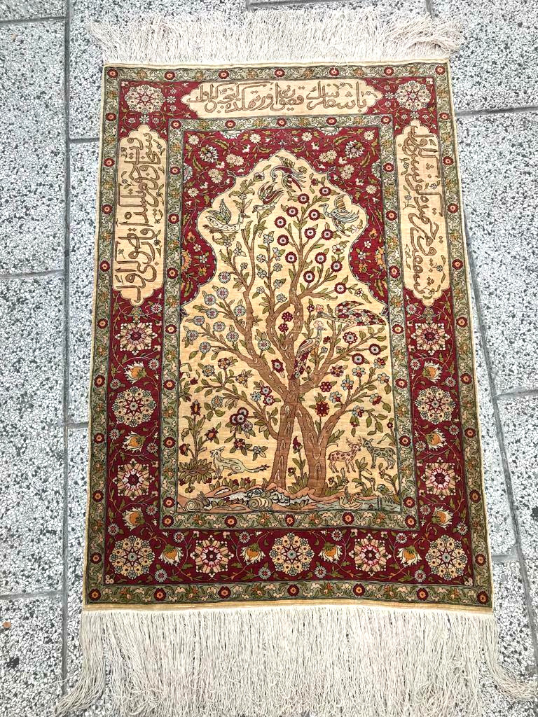 UZBEK TURKISH HE'RE'KE' 100% Cocoon Silk Circa : 1930"s Size : 2' 6" x 3' 8" gallery
