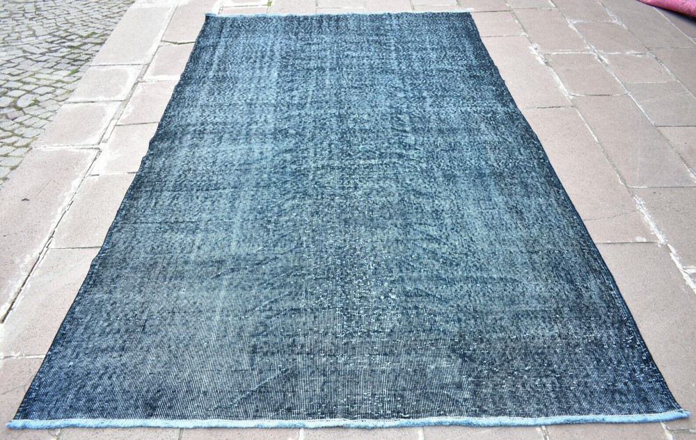 Turkish Rug 66'' x 108'' Vintage Over Dyed Rug Hand-knotted Wool Rug Home Decor