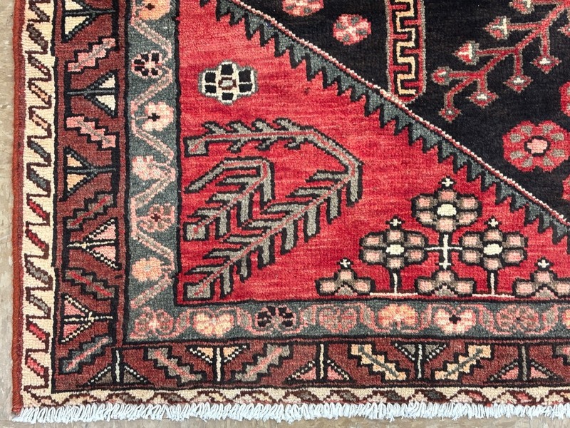 Vintage Oriental Hand Knotted Saveh Tribal Wool Area Rug 5x8 Black Red Geometric gallery