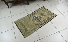 3.1×1.6 ft Anatolian Runner Small Vintage Rug Oushak Runner Mini Turkish Rug Y83