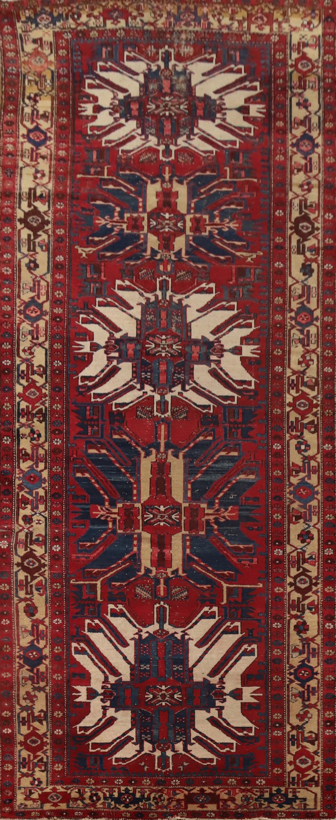 Vegetable Dye Red Wool Area Rug 5x14 Tribnal Hand-made Home Decor Vintage Carpet gallery