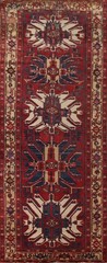 Vegetable Dye Red Wool Area Rug 5×14 Tribnal Hand-made Home Decor Vintage Carpet