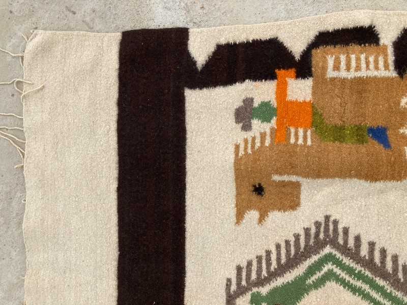 Vintage Handmade Traditional Native American Pictorial Floor Rug 204x118 cm gallery