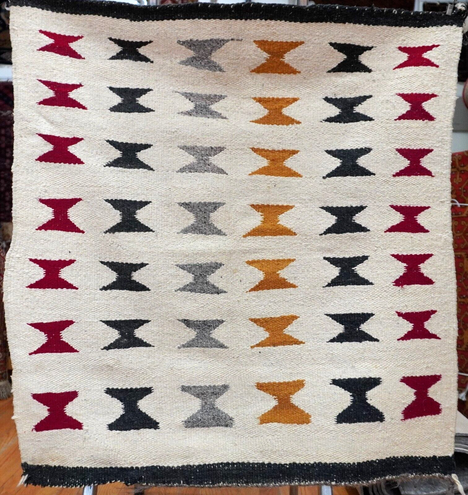 2'7" x 2'9" Vintage Navajo Wool Hand Woven South West Rug gallery