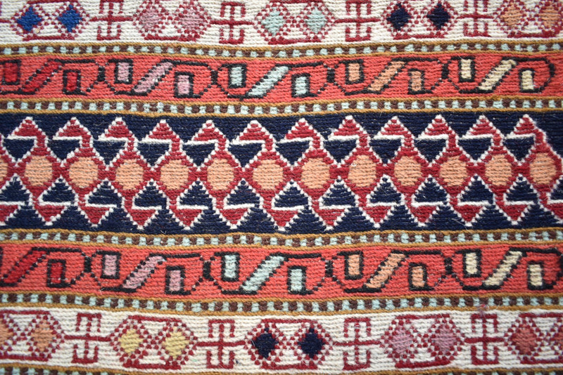 Caucasian Soumak Rug 20'' x 22'' Soumak Woven Wool Kilim Home Decor Chair Rug gallery