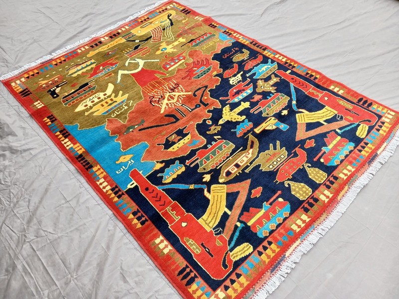 200 X 150 CCM Stunning Soviet Tank Top, Helicopter AK 47 Gun Russian War Carpet gallery