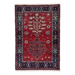 Handmade (2’9″ x 3’11”) Maroon Oriental Afghan Tribal Small Wool Rug