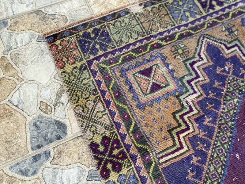Geometric Oushak Vintage Turkish Rug Handmade Farmhouse Oriental Rug 3x6 ft gallery