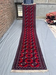 2’5 x 10’9 Vintage Red Bukhara Runner Rug Hand Knotted Wool Oriental Afghan Rug