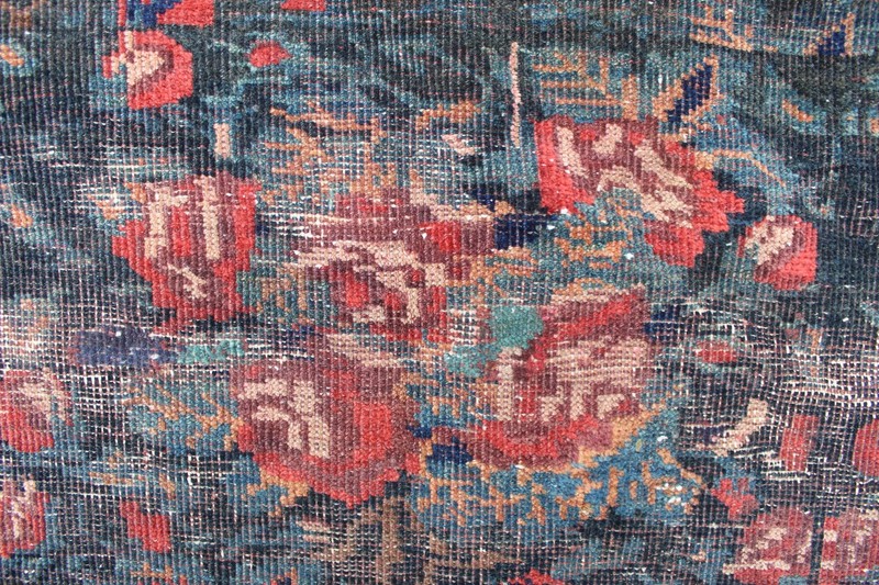 Antique Worn Hand Made Traditional Oriental Wool Blue Red Rug 173x120cm gallery