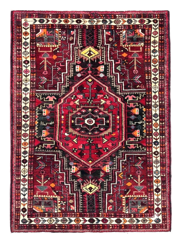 Vintage Tuyserkan Tribal Wool Rug 4x6 Hand Knotted Oriental Navy Blue Geometric gallery