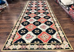Wide Runner Rug 6×17 ft Custom Made Vintage Stark Carpet Red Black Ivory Floral